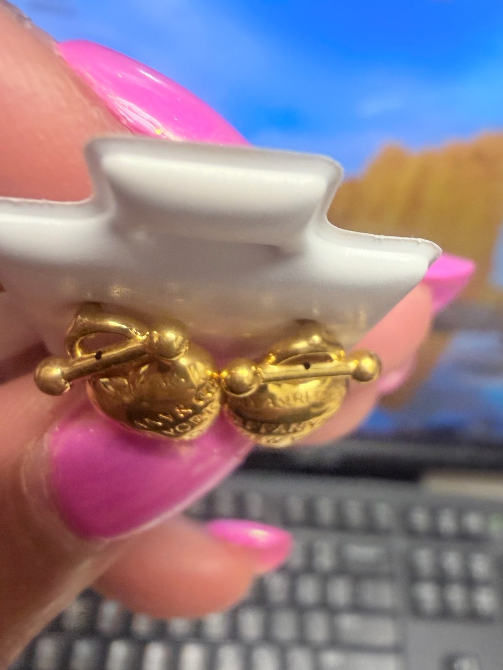 18K Gold SILICONE Back Stud Earrings - Women Accessories